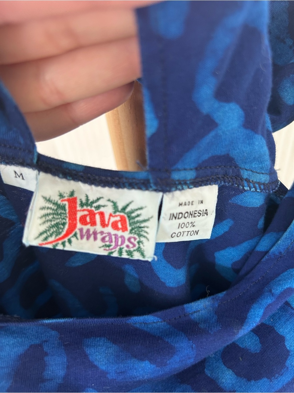 Java Wraps VTG Cobalt & Royal Blue Batik Print Jumpsuit Romper Size Medium Boho - Picture 6 of 10